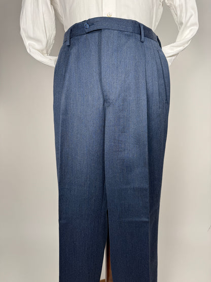 Pantaloni anni ‘80 flanella pettinata blu mélange - tg. 52