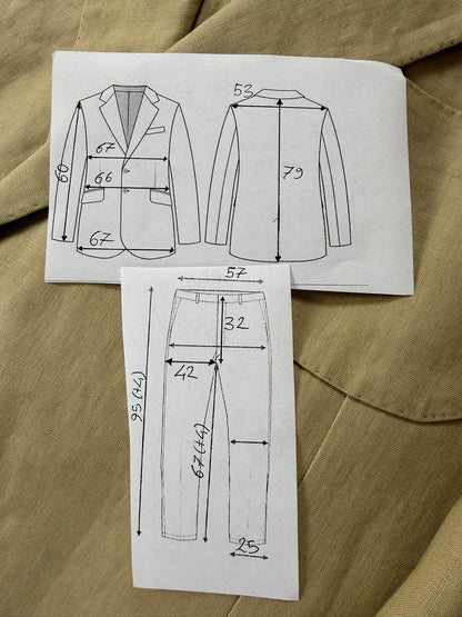 Completo sartoriale A. Graneri lino beige - tg. 60/62
