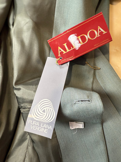 Completo anni '80 fresco lana verde menta (NOS) - tg. 54/56 drop basso