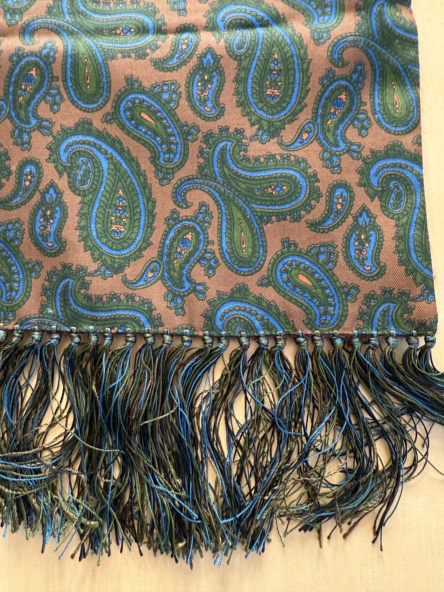 Sciarpa double face in seta paisley e cashmere-lana scozzese