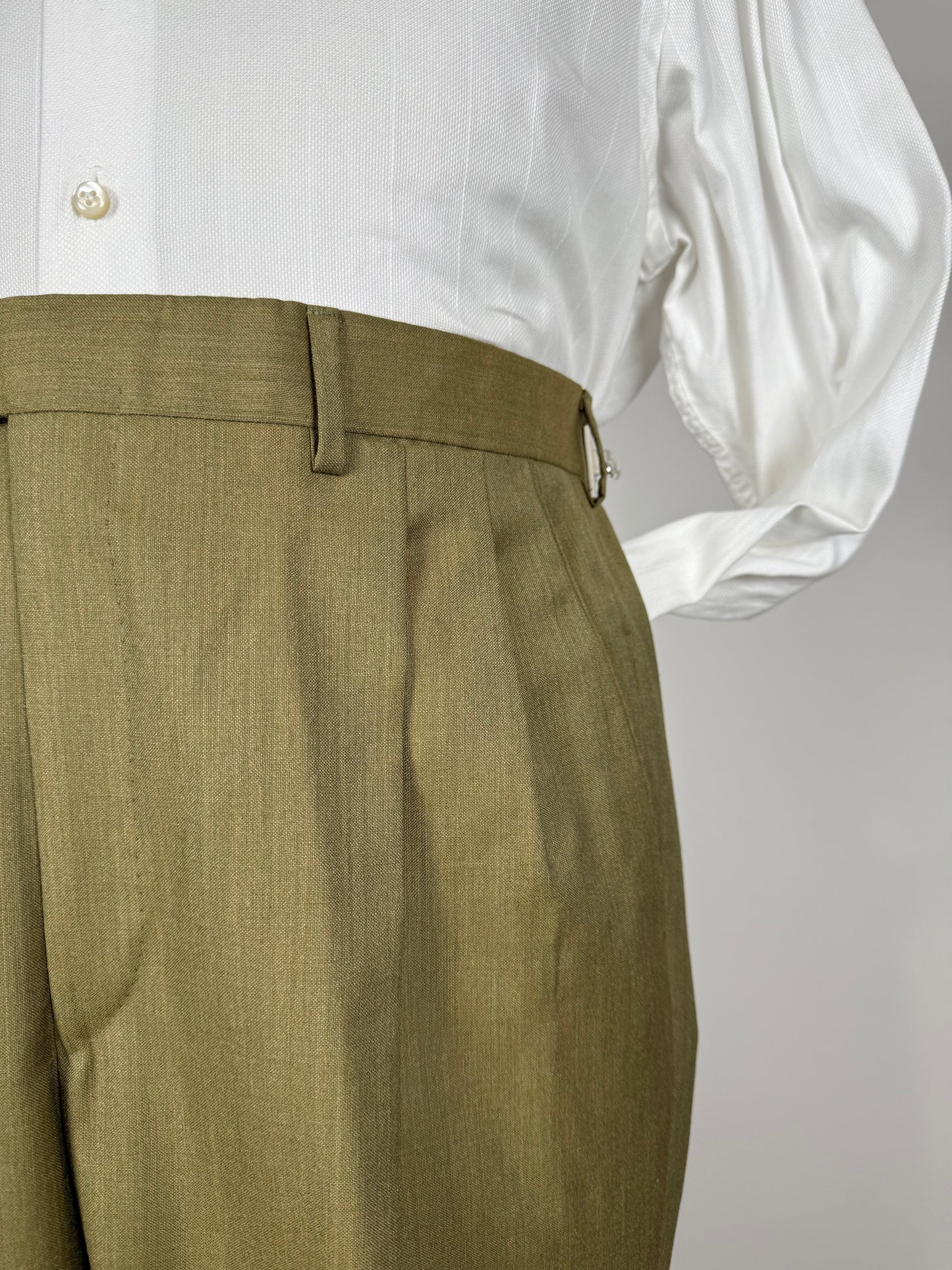 Pantaloni fresco lana verde oliva anni '80 (NOS) - tg. 50