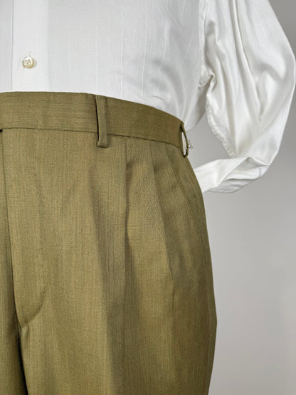 Pantaloni fresco lana verde oliva anni '80 (NOS) - tg. 50