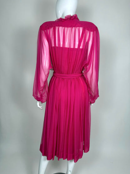 Abito sartoriale anni '80 in chiffon di seta - tg. 38 XS/S
