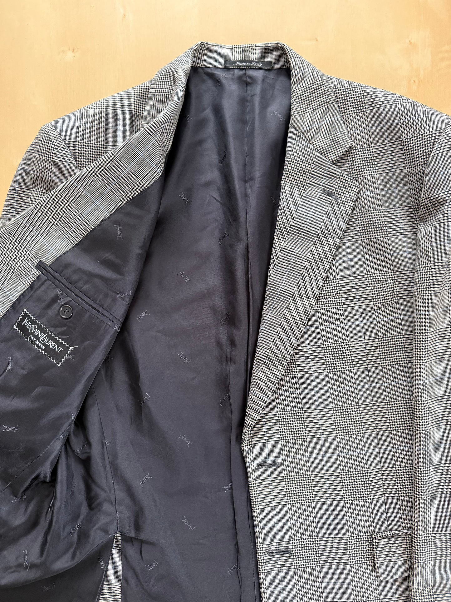 Giacca Yves Saint Laurent anni ‘90 principe di Galles bottoni madreperla - tg. 50
