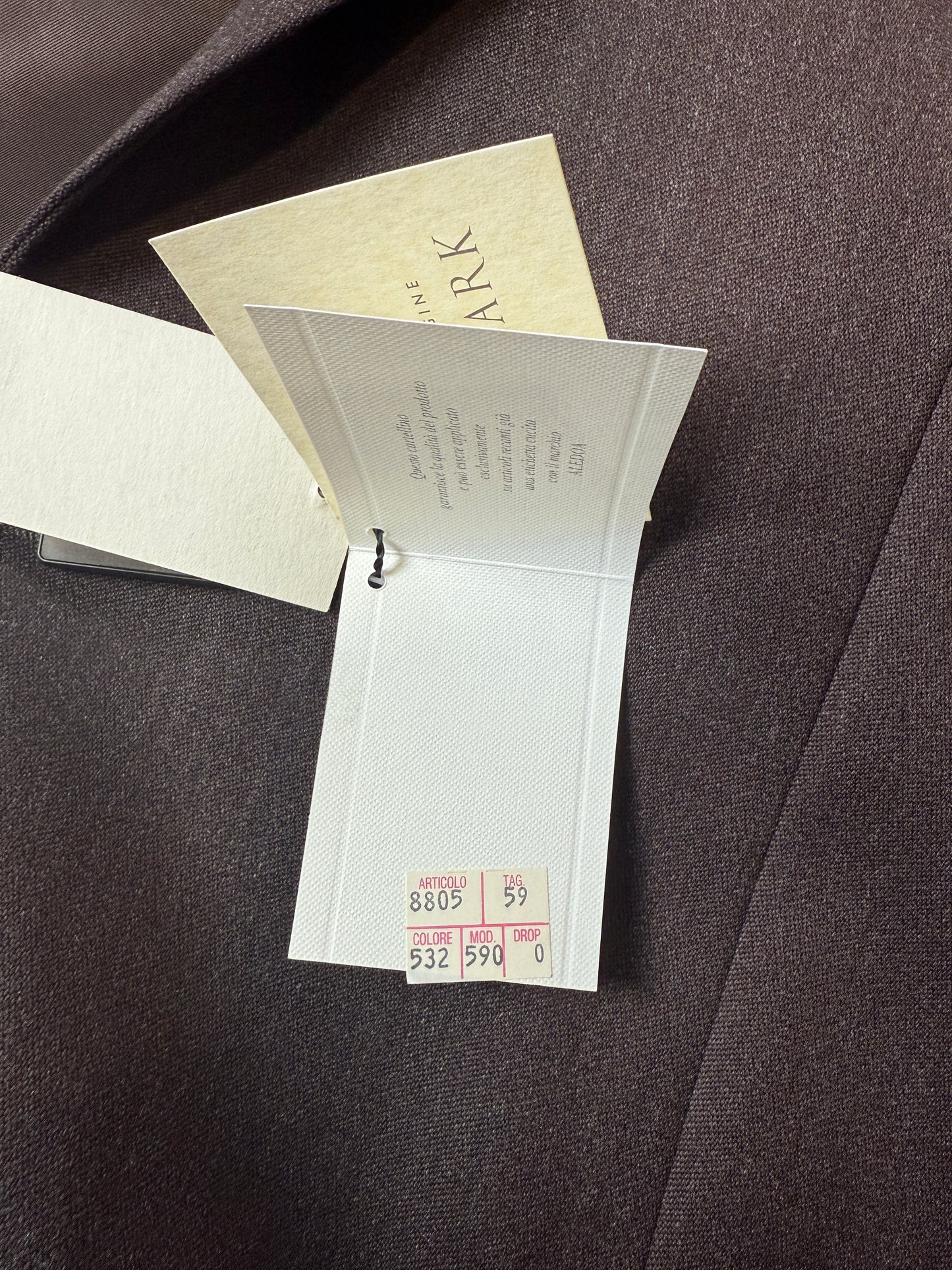 Completo anni ‘90 in flanella marrone (NOS) - tg. 58/60 drop basso