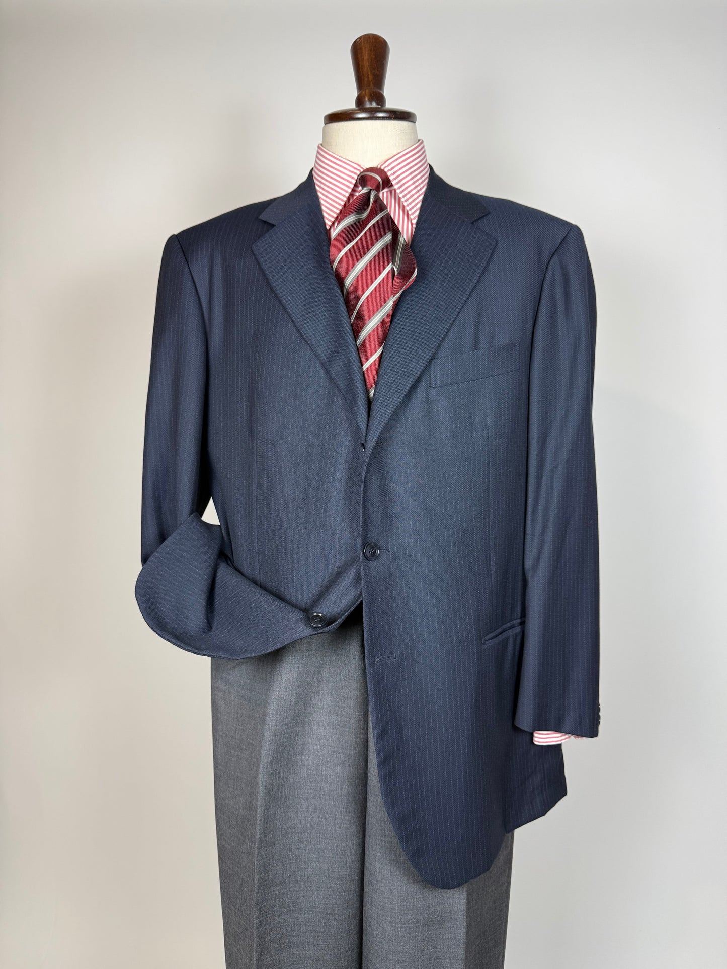 Giacca Pal Zileri tessuto Loro Piana four seasons blu gessato - tg. 56/58