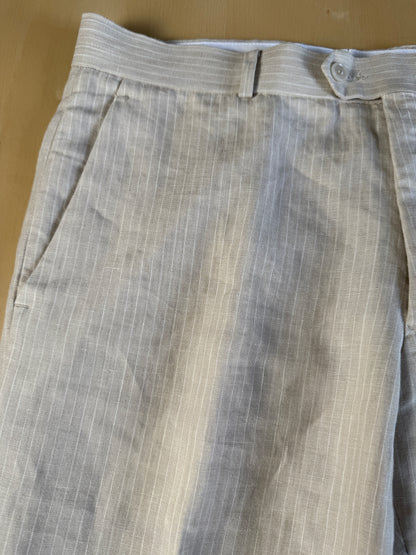 Completo in puro lino color panna gessato - tg. 52