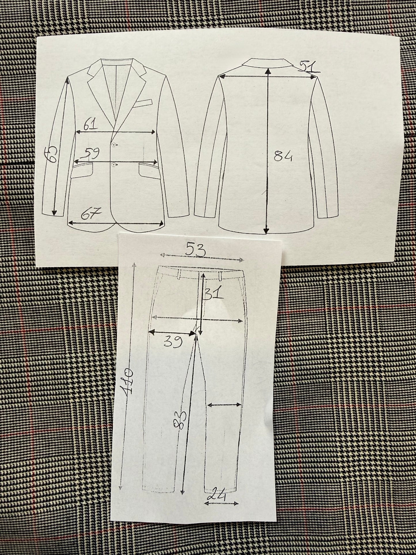 Completo sartoriale principe di Galles pettinato - tg. 54/56