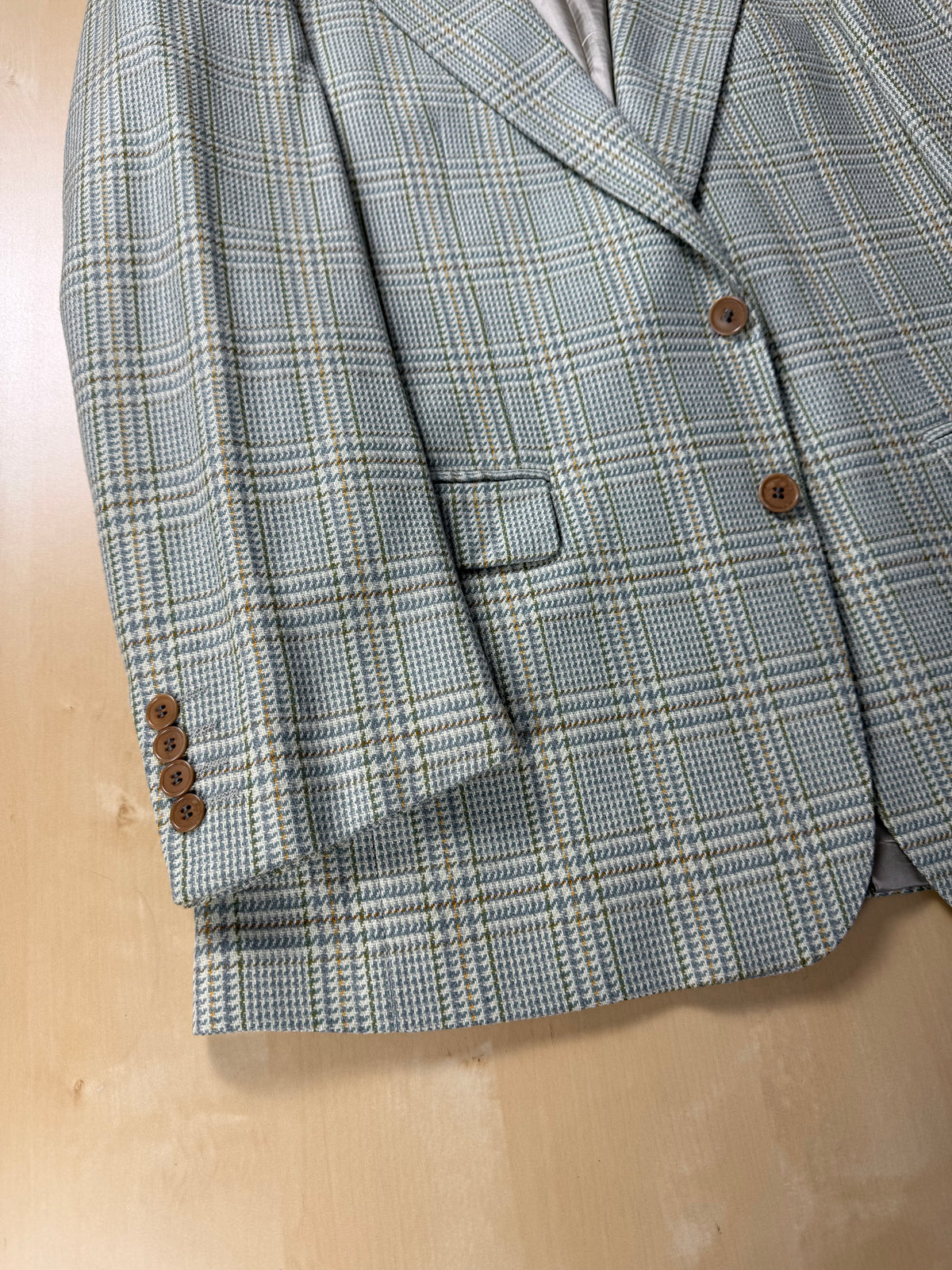 Giacca anni '80 principe Galles verde salvia lana e cashmere - tg. 48