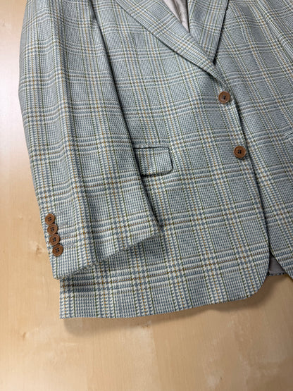 Giacca anni '80 principe Galles verde salvia lana e cashmere - tg. 48