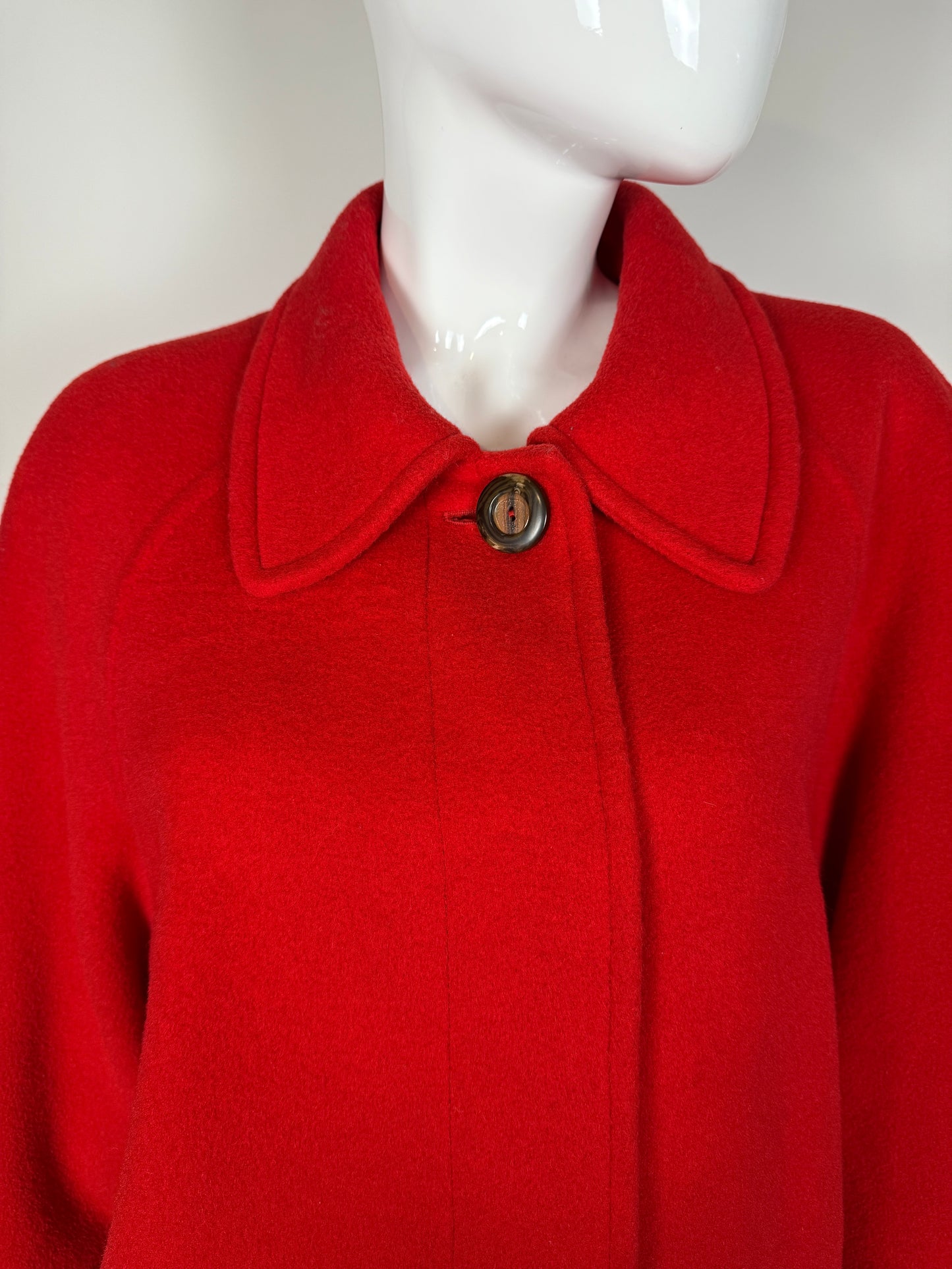 Cappotto anni ‘80 panno lana e mohair rosso scarlatto - tg. 44-46