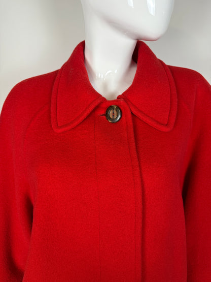 Cappotto anni ‘80 panno lana e mohair rosso scarlatto - tg. 44-46