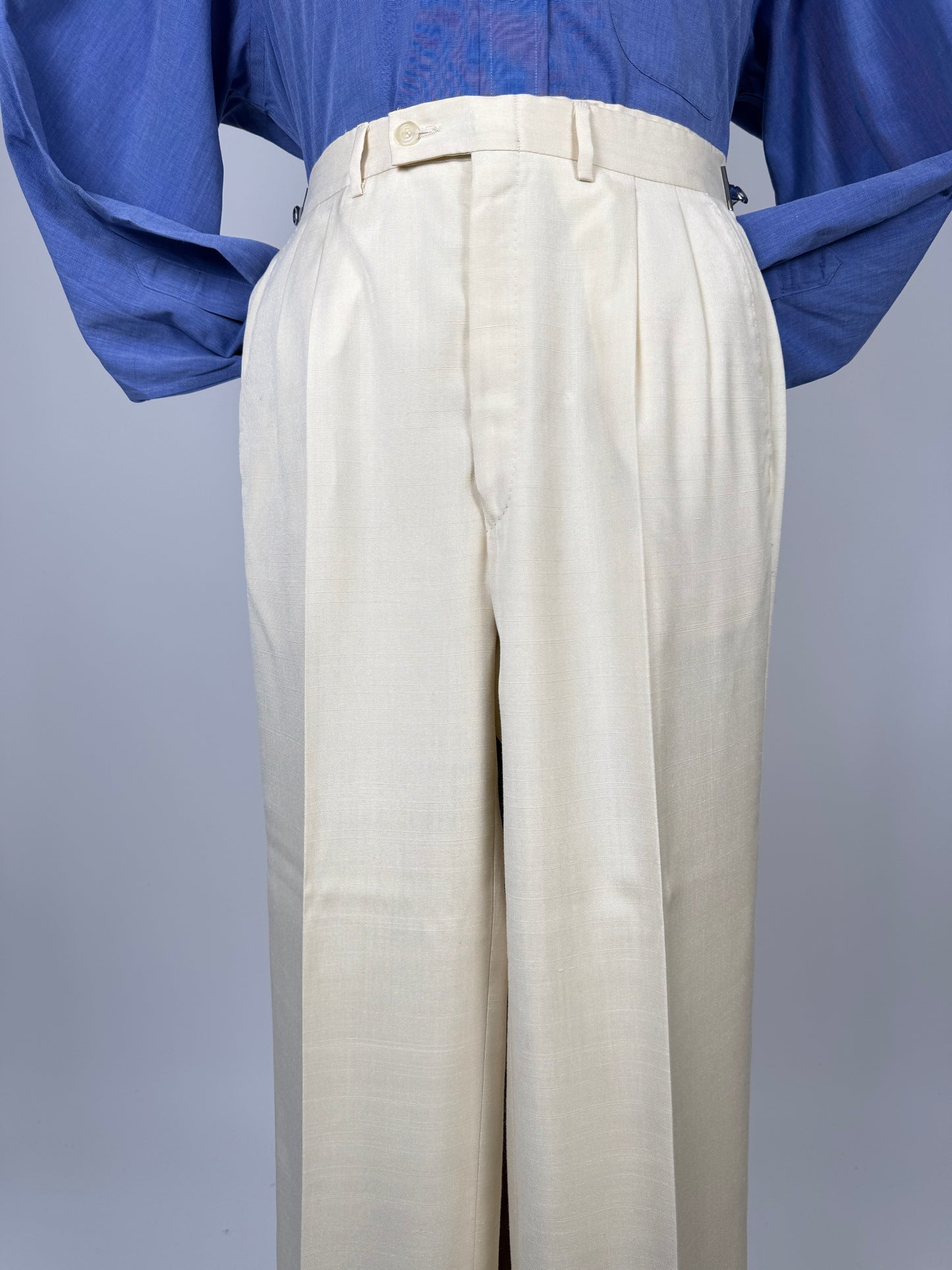 Pantaloni anni '70 misto seta color avorio - tg. 44/46