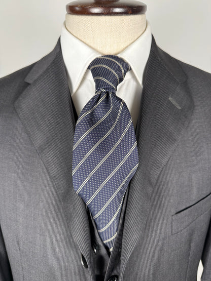 Cravatta Kiton 5 pieghe grenadine a righe