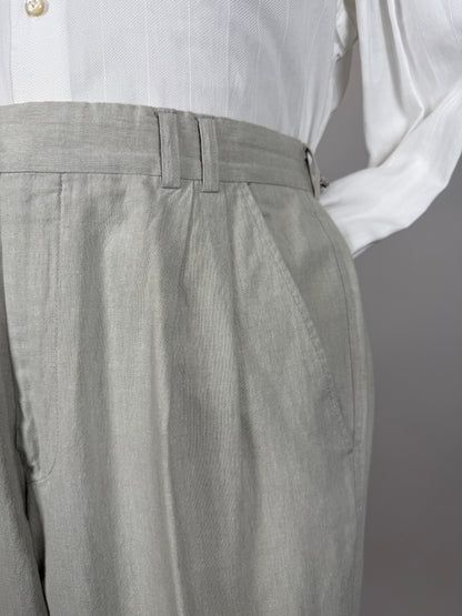 Pantaloni in misto lino anni ‘80 color avorio - tg. 50