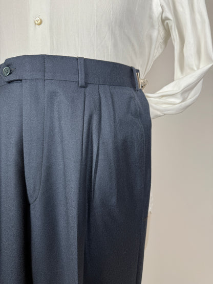 Pantaloni anni ‘80 flanella blu petrolio (NOS) - tg. 46/48