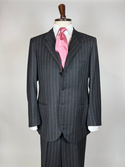 Completo gessato sartoriale in flanella lana e cashmere tessuto Loro Piana - tg. 50