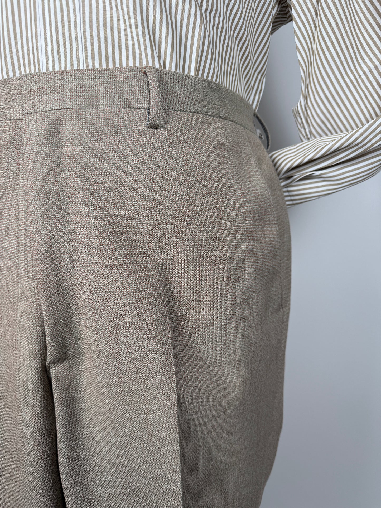 Completo 3 pezzi anni ‘70 hopsack beige - tg. 50/52 drop basso