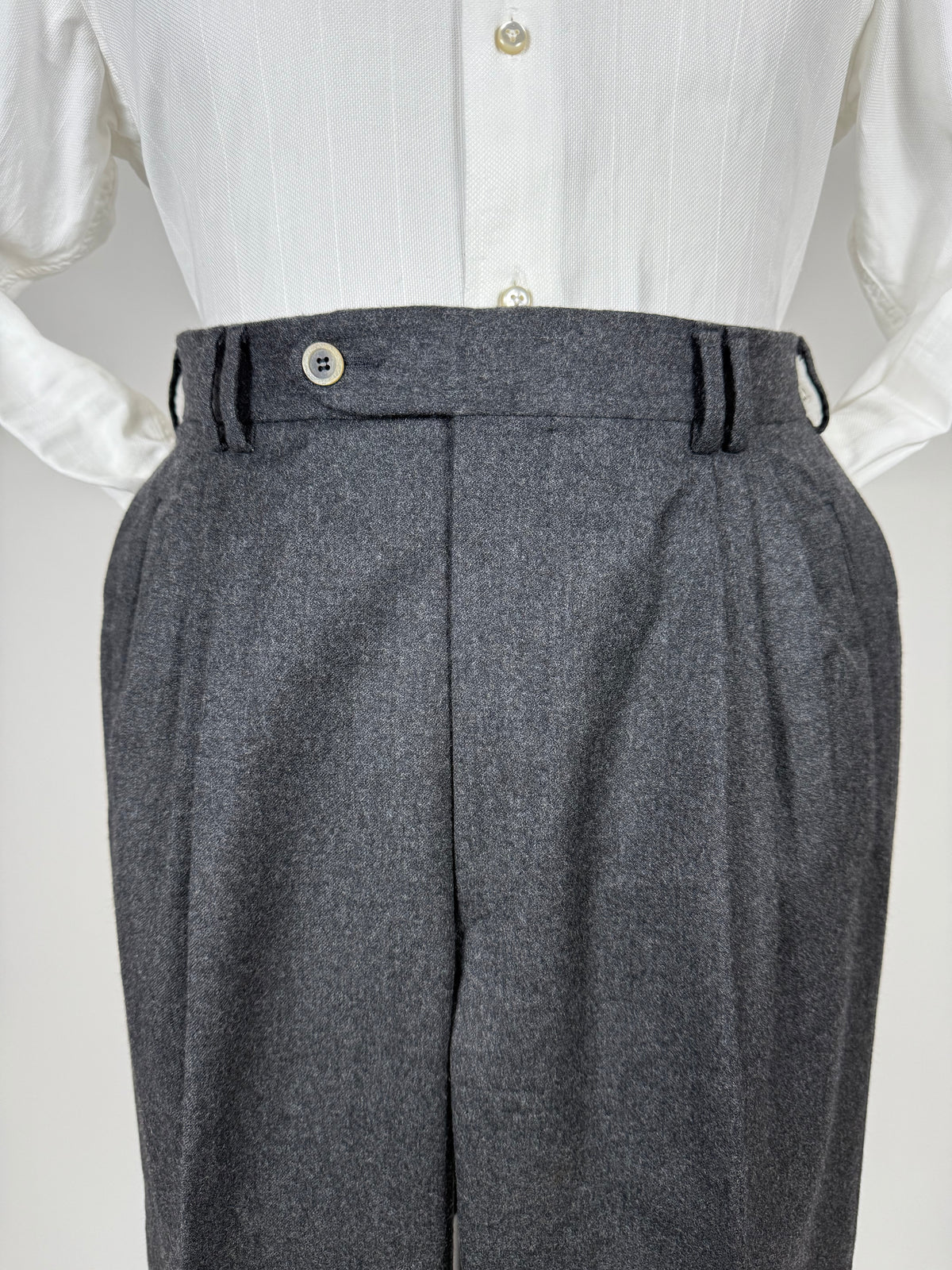 Pantaloni anni '80 flanella antracite 3 pinces - tg. 50/52 corta