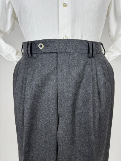 Pantaloni anni '80 flanella antracite 3 pinces - tg. 50/52 corta