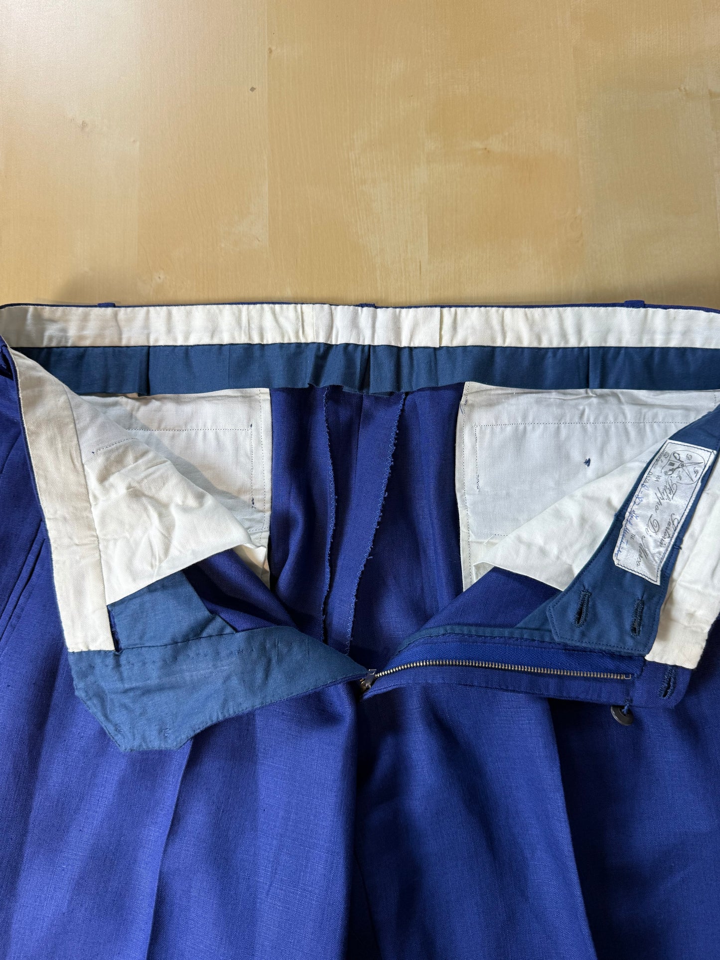 Completo sartoriale F. Di Marco lino irlandese blu (doppio pantalone) - tg. 52 corta