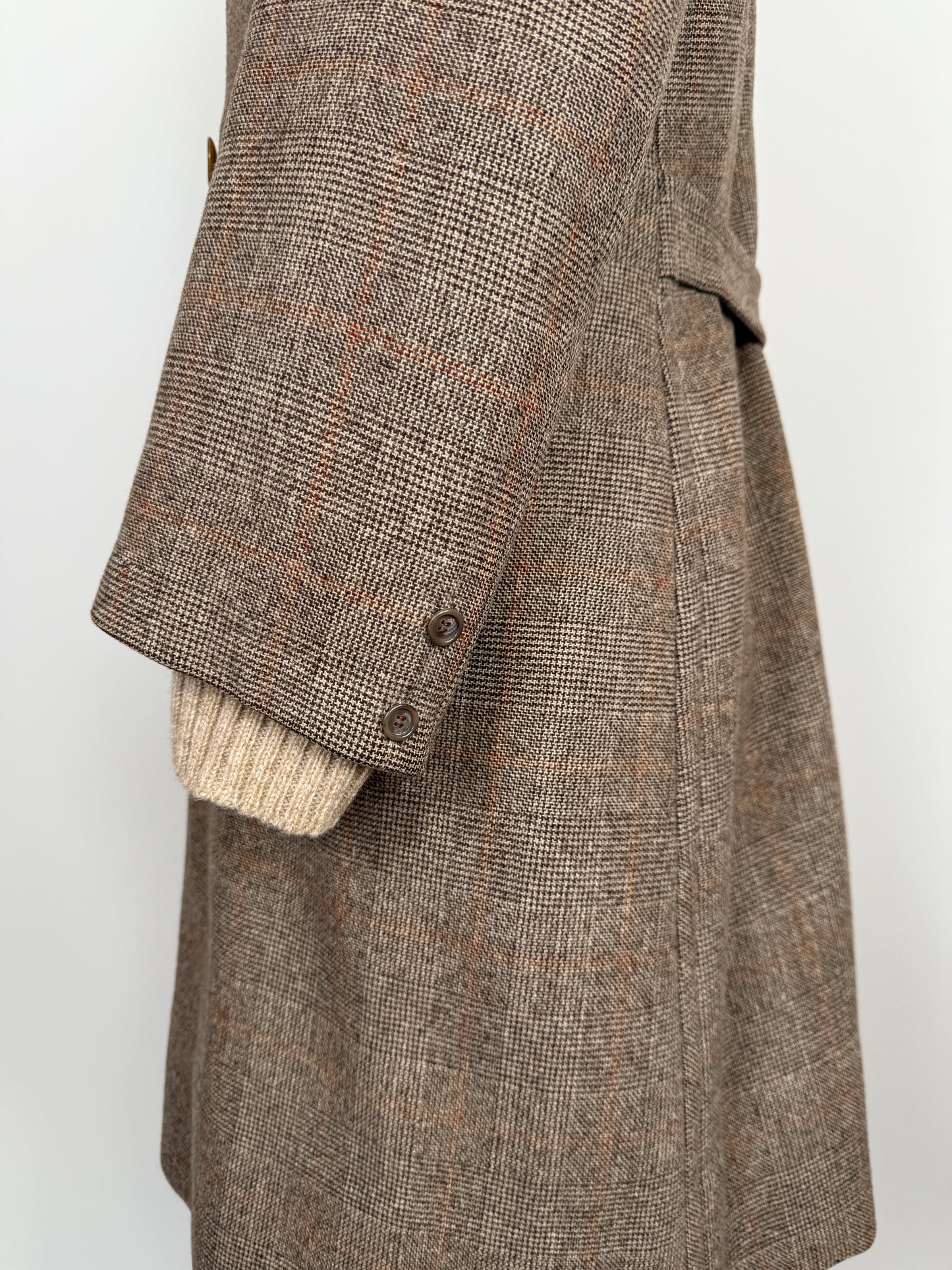 Cappotto doppiopetto sartoriale anni ‘50/‘60 glen check tabacco - tg. 44-46