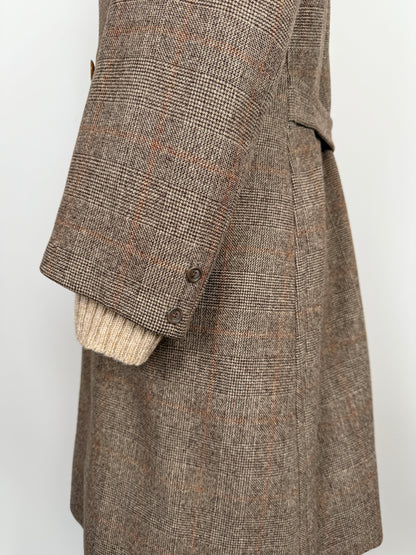 Cappotto doppiopetto sartoriale anni ‘50/‘60 glen check tabacco - tg. 44-46