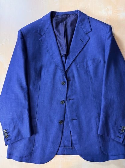 Completo sartoriale F. Di Marco lino irlandese blu (doppio pantalone) - tg. 52 corta