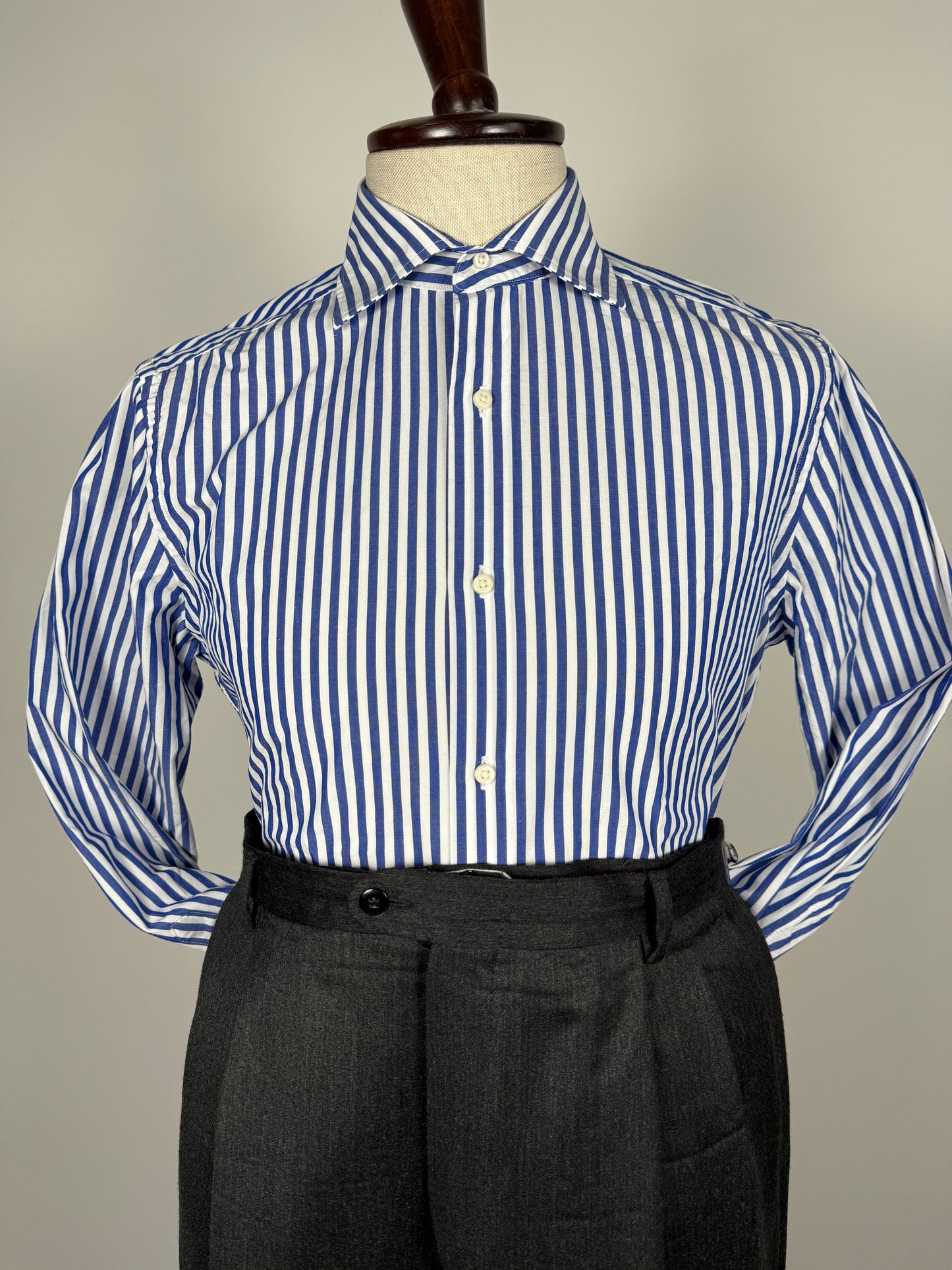 Camicia riga bacchettata blu - tg. S collo 39