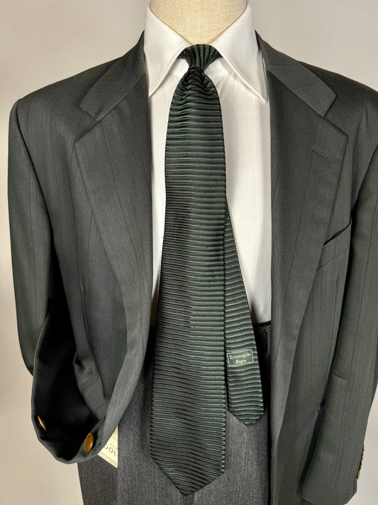 Cravatta Ermenegildo Zegna cannettata verde e nera