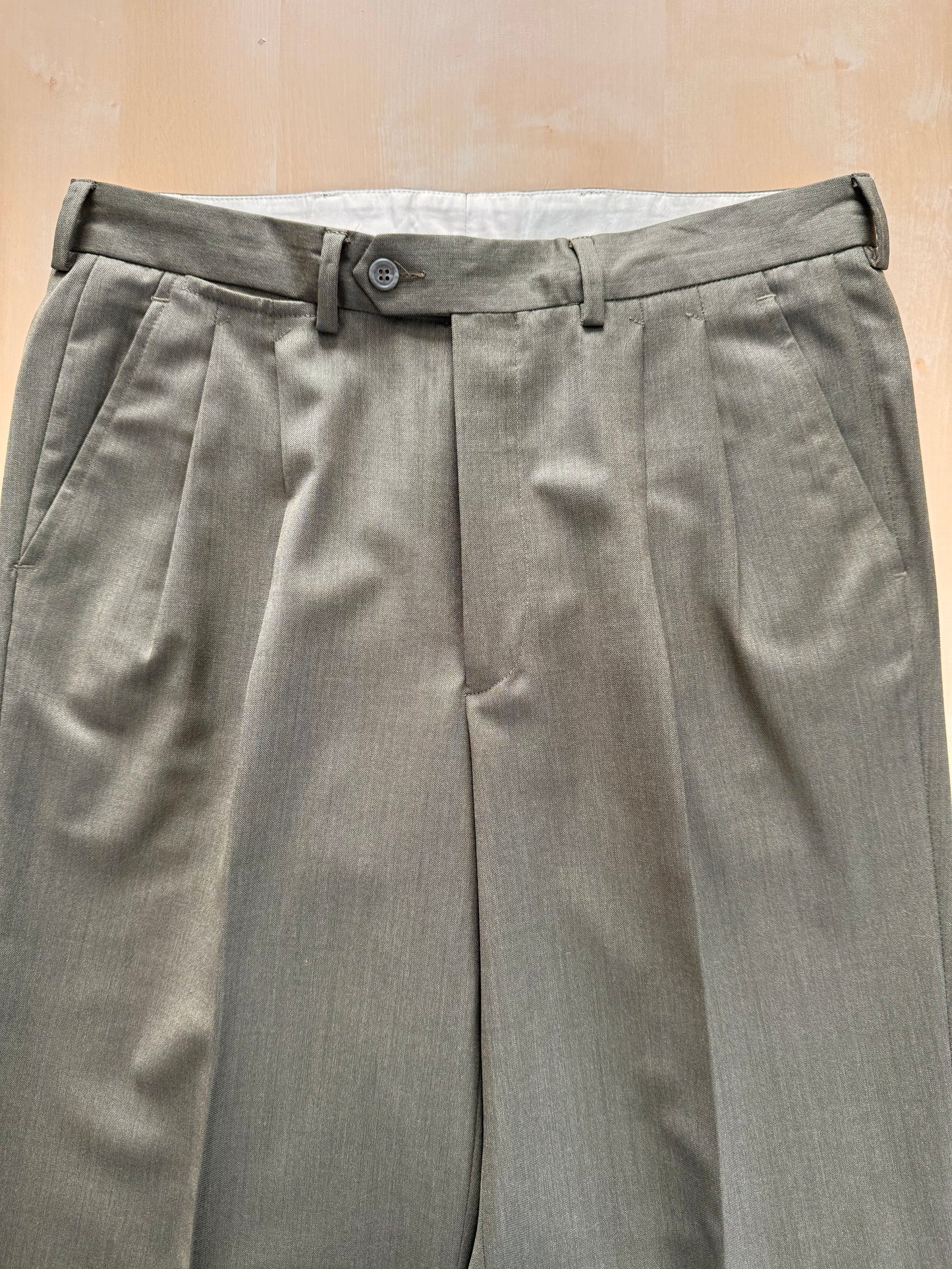 Completo anni ‘80 verde oliva lana pettinata E. Zegna - tg. 48/50