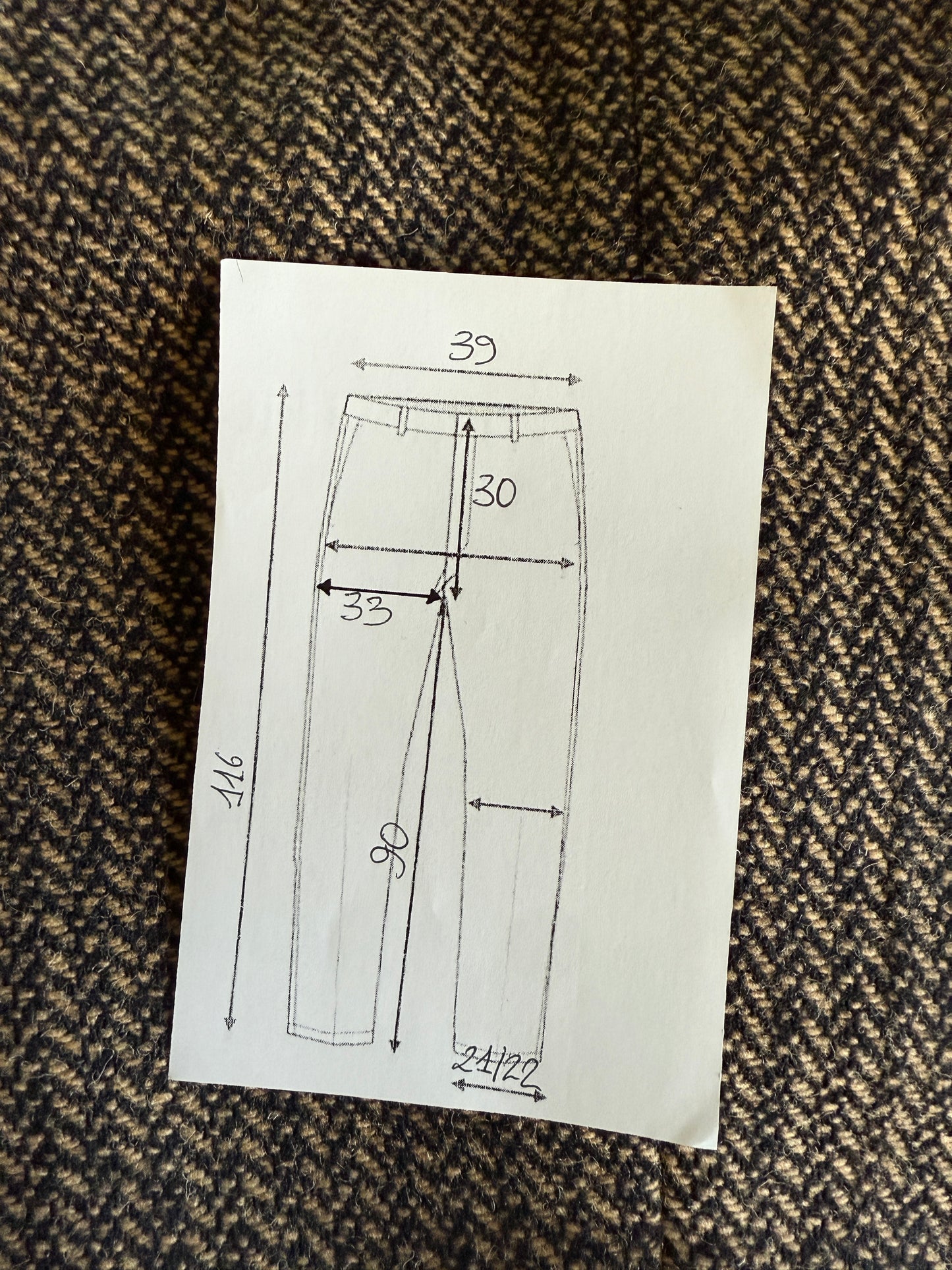 Pantaloni anni ‘70 in tweed spigato pesante (NOS) - tg. 44