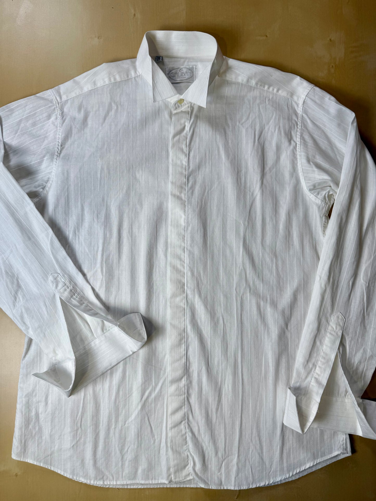 Camicia da sera cotone operato a righe collo diplomatico - M collo 40