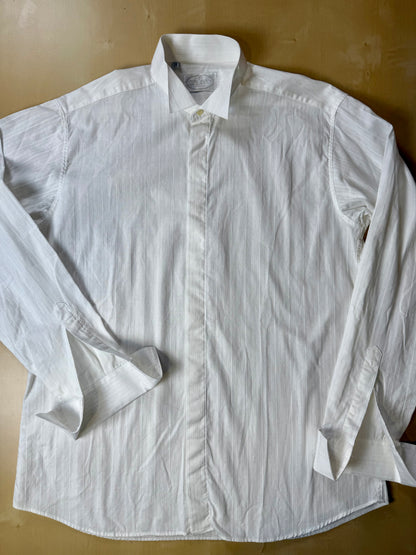 Camicia da sera cotone operato a righe collo diplomatico - M collo 40