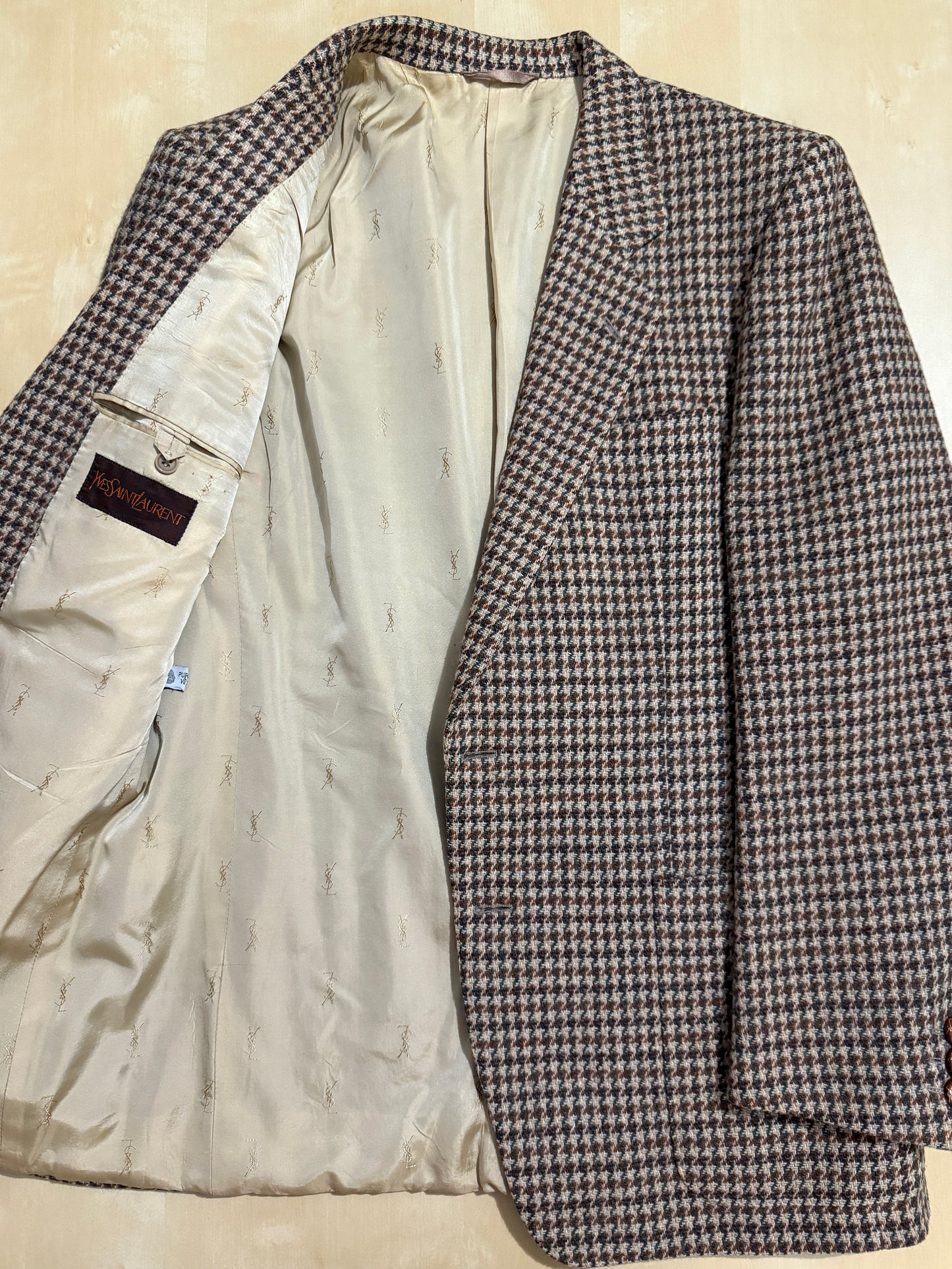 Giacca Yves Saint Laurent anni ‘70 in tweed pied-de-poule - tg. 48