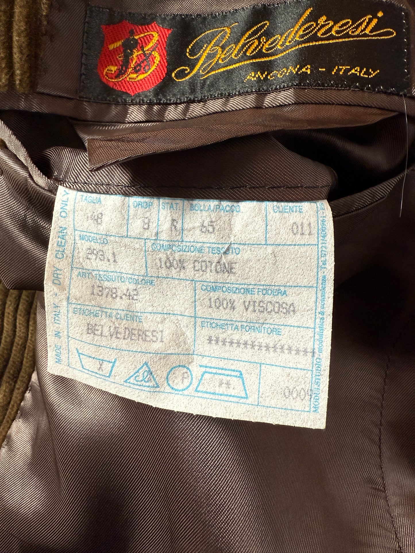 Giacca anni ‘80 in velluto a coste verde-marrone - tg. 48