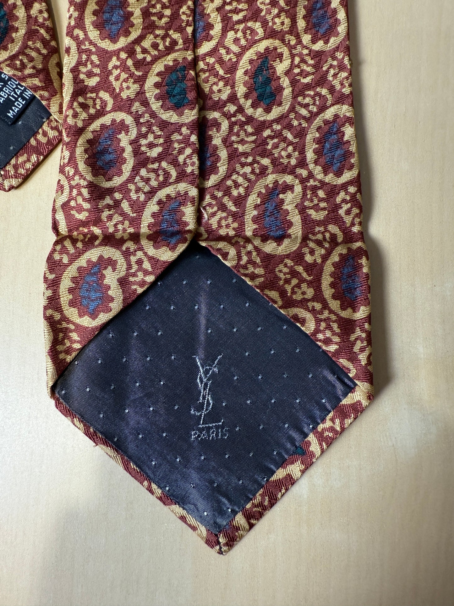 Cravatta Yves Saint Laurent paisley ruggine jacquard