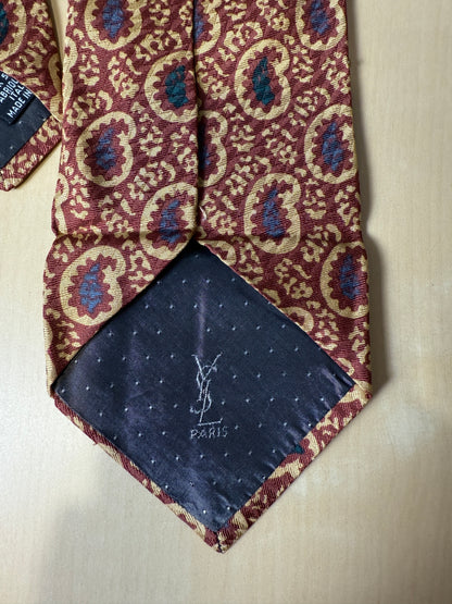 Cravatta Yves Saint Laurent paisley ruggine jacquard