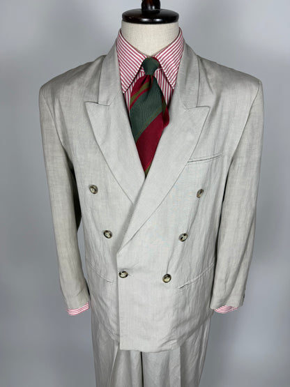Completo doppiopetto anni '80 oversize viscosa e lino - tg. 46 corta
