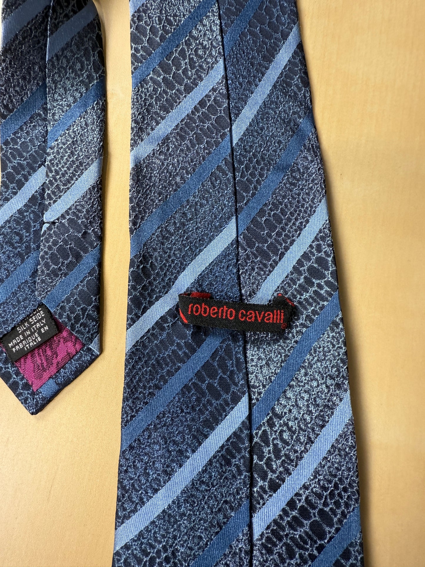 Cravatta Roberto Cavalli jacquard fantasia coccodrillo