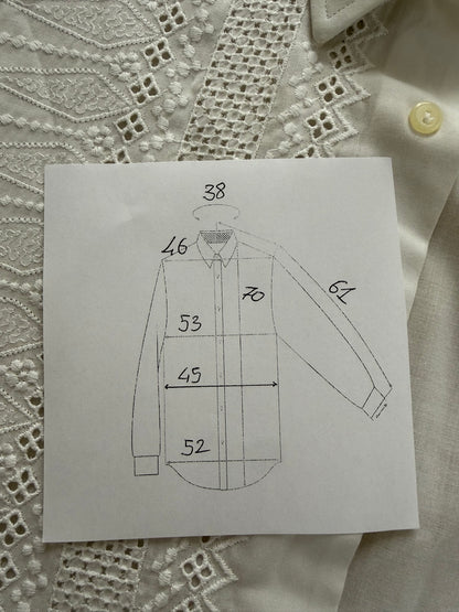 Camicia anni ‘70 con ricami traforati - XS/S collo 38