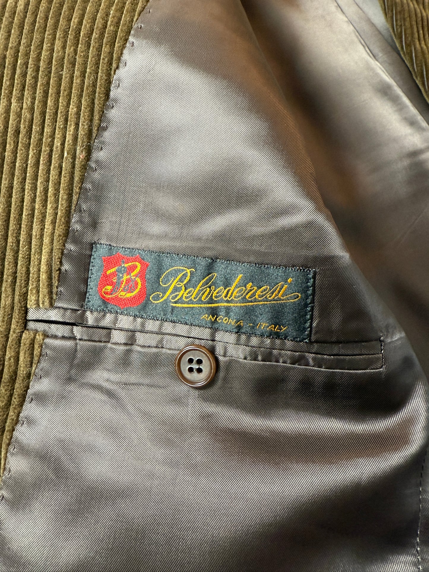 Giacca anni ‘80 in velluto a coste verde-marrone - tg. 48