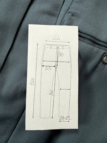 Pantaloni anni '80 lana pettinata verde petrolio (NOS) - tg. 50