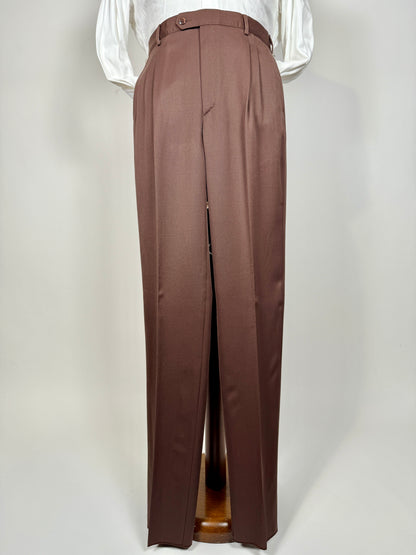 Pantaloni anni ‘80 twill pettinato marrone cacao (NOS) - tg. 48
