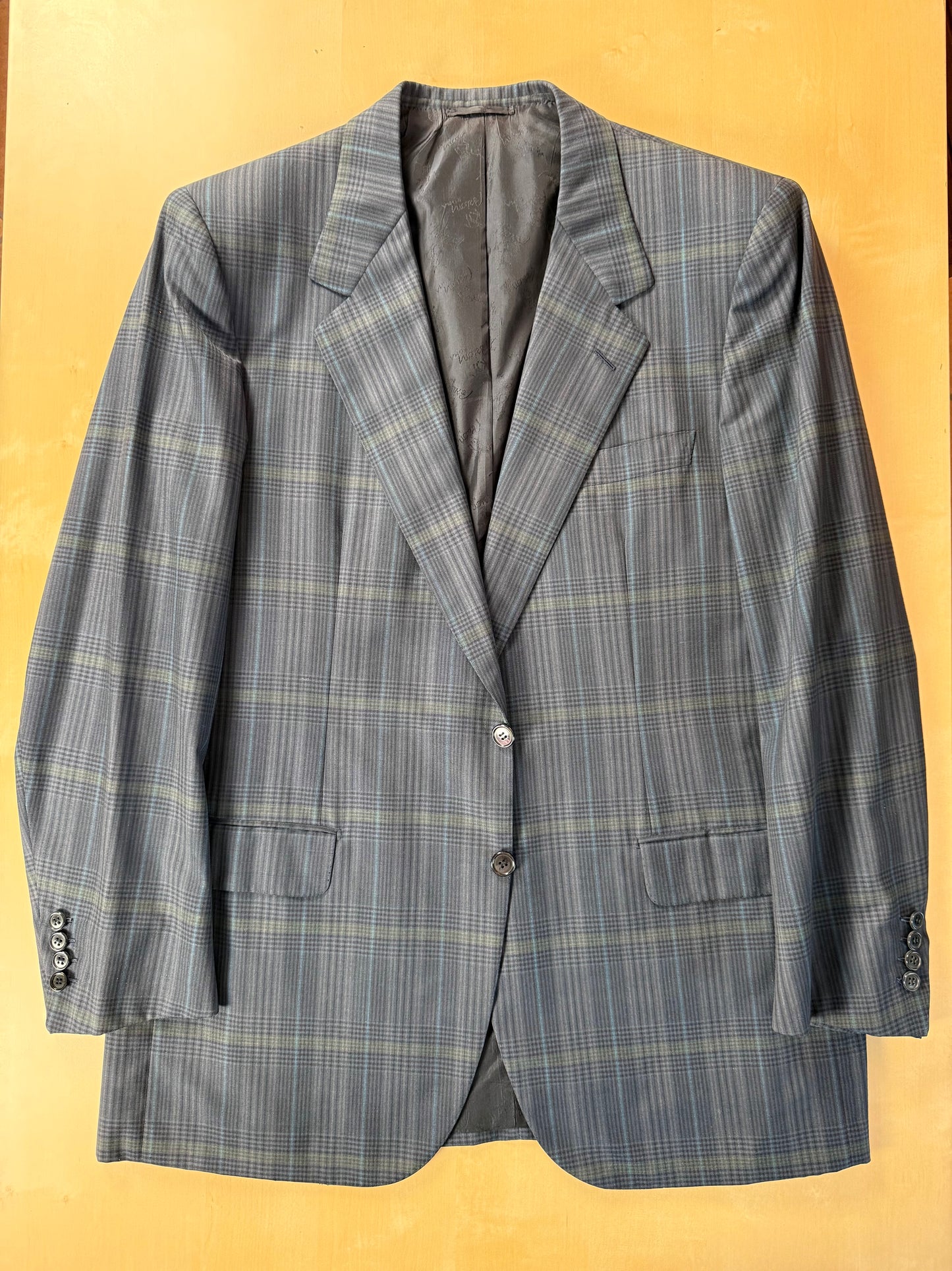 Giacca Brioni fresco lana tartan blu e verde - tg. 52
