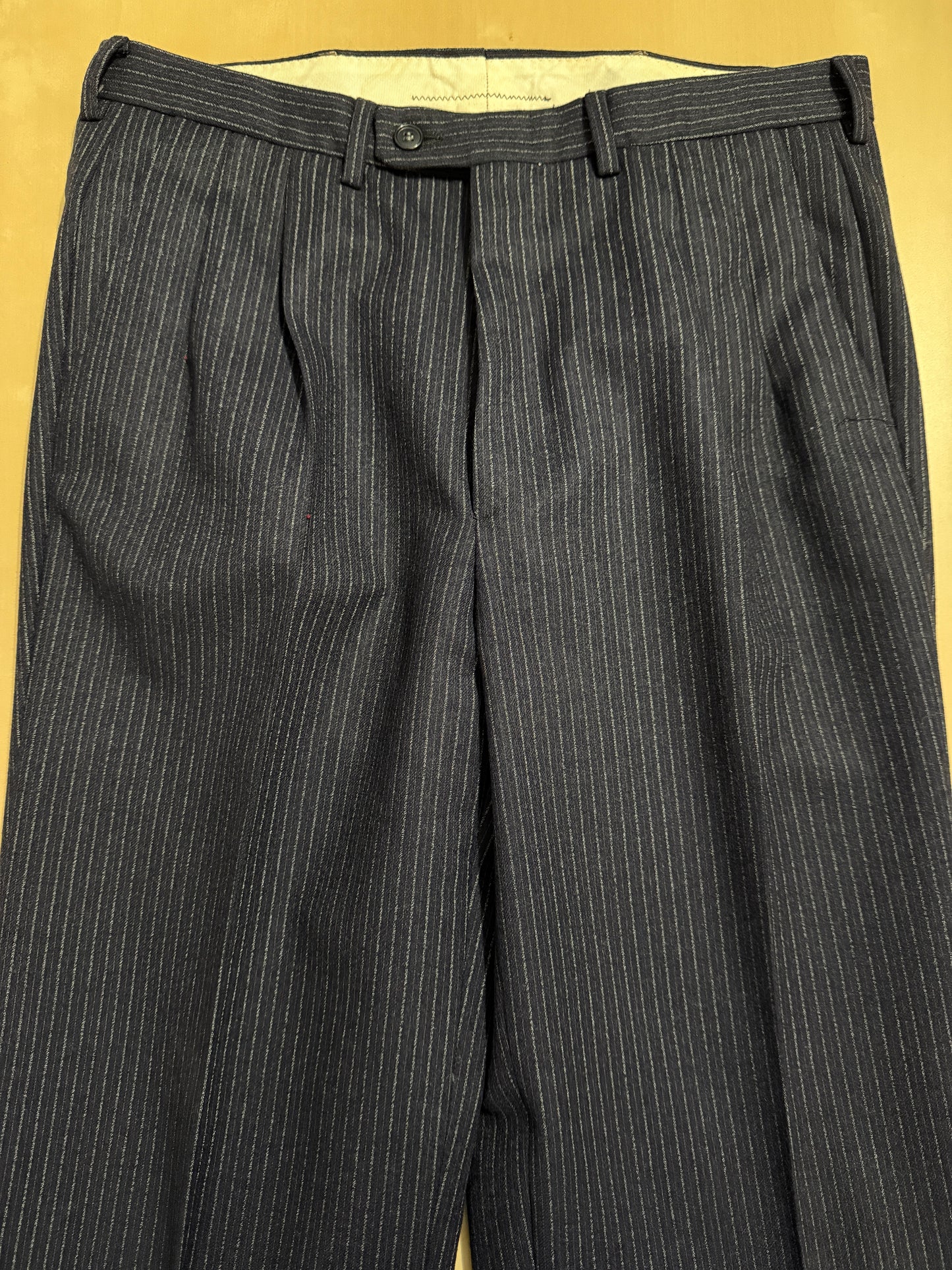 Completo Marzotto anni ‘70/‘80 in flanella blu gessato (NOS) - tg. 44