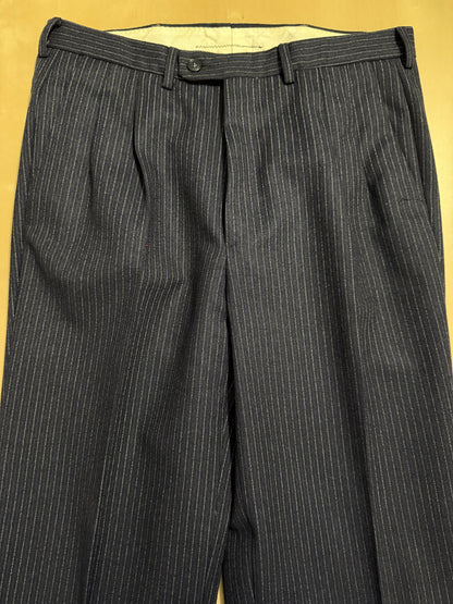 Completo Marzotto anni ‘70/‘80 in flanella blu gessato (NOS) - tg. 44