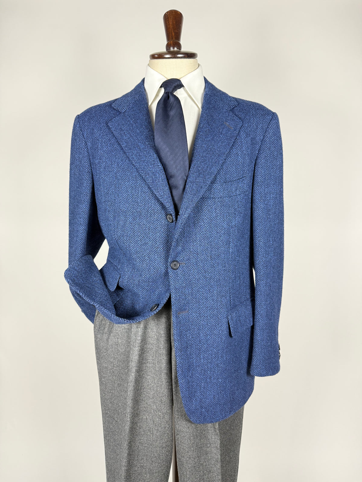 Giacca De Paz vintage tweed spigato blu - tg. 54