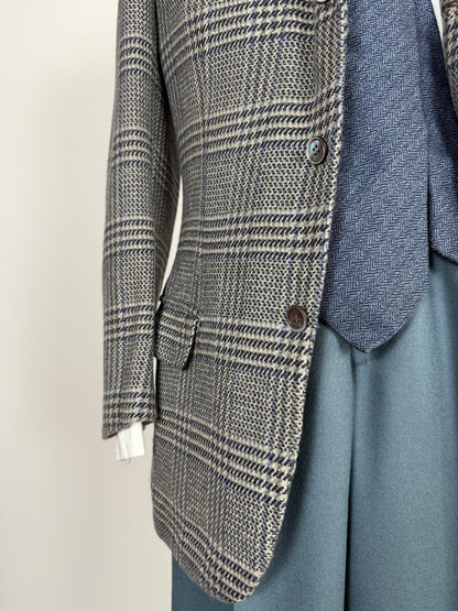 Giacca sportiva sartoriale anni ‘60 puro cashmere inserti in pelle - tg. 42