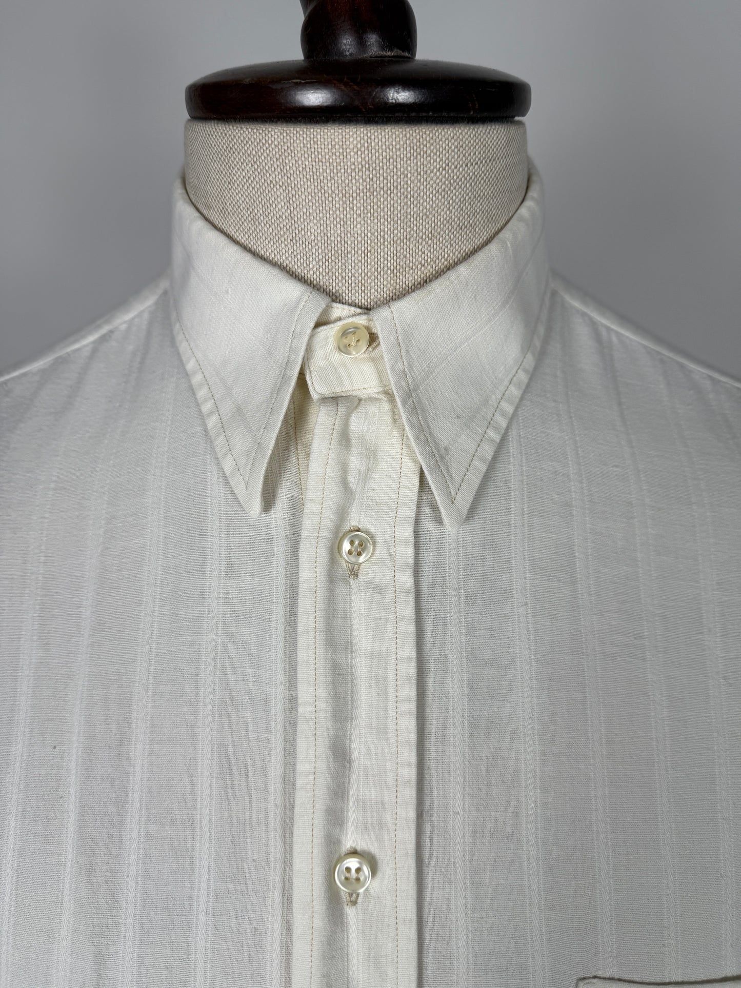 Camicia anni ‘80 in cotone e lino collo italiano - M/L collo 40